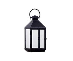 Candeleros Portavelas Lámpara de pie Simple de Hierro Forjado Vidrio a Prueba de Viento Patio Adornos Decorativos portátiles al Aire Libre HUXIUPING (Color : Black M)