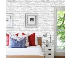STRIR Papel Pintado de Pared Empapelado Papel Autoadhesivo Pegatina Mural 3D Ladrillo Paneles Decorativos Wallpaper Extraíble Impermeable Decoración para Hogar Cocina Salón Moderna TV Decor 45 * 45 cm