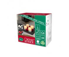 Konstsmide 1977-550 - Juego de velas sin llama con luces LED, cera auténtica, 4 unidades, 4 diodos blancos, incluye interruptor y 4 pilas CR 3 V, color rojo