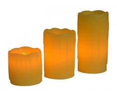 3-unidades Velas de cera con LED SET - sin llama vela de cera con luz - luz disponible - Stumpenkerze - funciona con pilas - lámpara LED para jardín - decoración