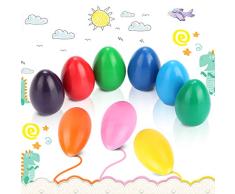 Crayones para Niños Pequeños, 9 Colores Surtidos Crayones Seguro y No Tóxico, Lápices de Pintura Lavables Juguetes, Apilables Para Niños y Niñas Regalo de pascua(Forma Huevo)