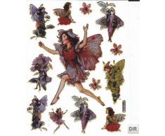 Diseño de hadas y Elfos 13 piezas 1 11 floral 135 mm x 100 mm hoja de pegatinas niños Metallic-look manualidades