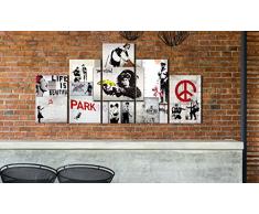murando - Cuadro en Lienzo Banksy 200x100 cm Abstracto Impresión de 5 Piezas Material Tejido no Tejido Impresión Artística Imagen Gráfica Decoracion de Pared f-C-0138-b-m