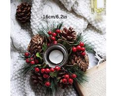 Kylewo Portavelas navideñas Hechas a Mano, Corona de Adviento artificialmente Decorada con candelabro para Velas de Pilar, Velas votivas y Velas de Bar