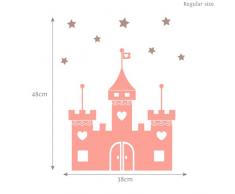 Vinilos de pared castillo de la princesa de hadas con las estrellas (medianos)