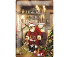 Cartel de chapa Placa metal tin sign Nostálgico Decoración De Navidad Papá Golden Retriever Letrero De Metal 20X30 cm