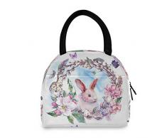 Mnsruu Primavera Feliz Corona de Pascua con Aislamiento de Flores para Almuerzo, lonchera, Bolsa para Senderismo, Picnic, Viajes, Playa