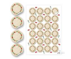 redondas Papel de estraza Rojo Verde en blanco natural Corona etiquetas Vintage Navidad 4 cm regalo de adhesivos weihnachtlich Especias etiquetas vasos para mermelada 24 Aufkleber