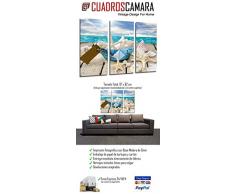 Cuadro FotogrÃ¡fico Paisaje Mar Vintage, Conchas, Caracolas, Playa, Arena TamaÃ±o total: 97 x 62 cm XXL