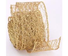 Kanggest Cinta de Navidad de Navidad Malla cintas para Decorativas arbol navidad Boda Partido 2m x 5.5cm(dorado)