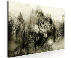 murando Cuadro en Lienzo Lobo 120x80 cm - 1 Parte Impresión en Material Tejido no Tejido Impresión Artística Imagen Gráfica Decoracion de Pared Montanas Paisaje Sepia g-A-0140-b-d