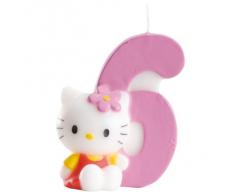 Dekoback 02-08-00173 - Vela para tartas con número 6, diseño de Hello Kitty