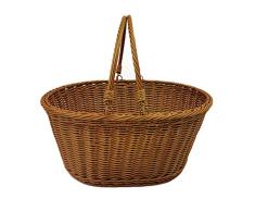 RETYLY Cesta de SimulacióN de Vid, Mimbre con Asas Plegables Dobles, Sala de Almacenamiento, Huevos de Pascua, Cesta de Picnic de Sauce, Bolsa de Almacenamiento, Almacenamiento de Mantas