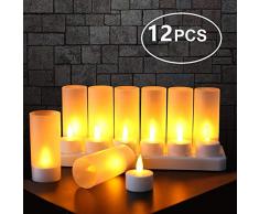 Velas LED sin Llama 12 Velas Recargables Luces Decorativas Velas de Navidad con LED para Fiesta, Navidad, Bar, CafeterÃa, Casa