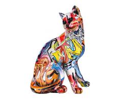 Escultura Moderna Figura Decorativa Gato Pop Art Hecha de Piedra Artificial Multicolor 23x29 cm