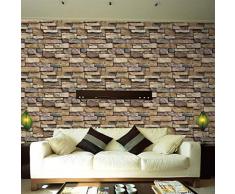 OHQ Pegatina De Pared Etiqueta Pared 3D PVC Pegatinas DecoracióN Relieve Ladrillo Piedra Adhesivo Ladrillo SimulacióN Efecto Antiguo (45 * 45cm, Multicolor#2)