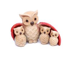 Juego de figuras decorativas de cerámica de Flanacom, figuras de animales para interior y exterior – Artículo de decoración para casa y jardín – Animales Jardín Decoración Salón, familia de lechuzas