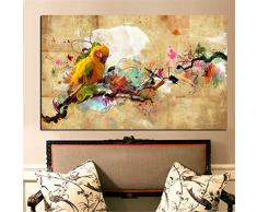 Impresión HD Acuarela Pintura al óleo Loro Animal Cuadro en Lienzo, Cuadros Modernos Salón Decoracion de Pared Canvas Prints, Wall Art Modular Poster Mural Decorativo,80x120cm