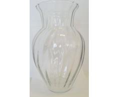 Gran jarron de cristal transparente, florero de cristal claro, con ranuras en vidrio óptico, piso florero decorativo, altura circa 38 cm, diseñado y fabricado por la Oberstdorfer Glashütte
