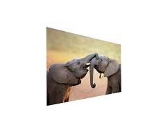Deine bilder24. de – Mural XXL Dos Elefantes Schmusende sobre lienzo y bastidor. La mejor calidad, hecho a mano en Alemania., blau gelb weiß grün rot orange braun schwarz rosa, 40 x 60