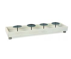 'Small Foot 10214 Candelabro"Corona de Adviento Vela Soporte, Madera y Metal, Color Blanco, 53 x 14.00 x 8.50 cm