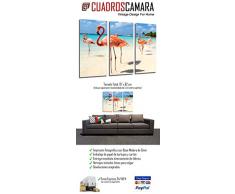 Cuadro FotogrÃ¡fico Paisaje Flamencos en la Playa TamaÃ±o total: 97 x 62 cm XXL