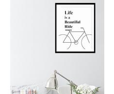Walplus 29x36.25 cm Adhesivos De Pared Marco Bicicleta Frase ExtraÃble autoadhesivo Arte Mural adhesivos Vinilo Decoración Hogar BRICOLAJE Cuarto de estar Oficina Dormitorio Decor Papel pintado