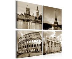 murando - Cuadro Ciudad 80x80 cm - Impresion en Calidad fotografica - Cuadro en Lienzo Tejido-no Tejido – City Paris Torre Eiffel London Berlin Sepia d-B-0174-b-i