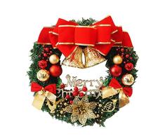 De lujo de pino artificial corona de Navidad corona de acebo guirnalda flor de pascua decoración de la puerta de Navidad de las flores de pared exterior/Interior - 30 cm para la decoración del hoga