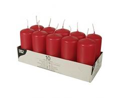 Papstar velas, parafina, Rojo, 4 x 9 cm, 10 unidades