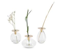 LUUK LIFESTYLE Juego de decoración de jarrón de Vidrio Filigrana, diseño de Bola, jarrón de Vidrio pequeño, jarrón de Bola de Vidrio, jarrón de decoración, Vidrio Redondo, latón Dorado