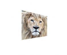 Deine bilder24. de – Mural XXL cabeza de león sobre lienzo y bastidor. La mejor calidad, hecho a mano en Alemania., blau gelb weiß grün rot orange braun schwarz rosa, 100 x 100