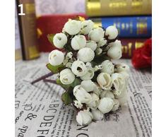 ypypiaol Ramo De Rosas Artificiales Dulces Ramo De Novia Para El Hogar Rosa 15 Flores En 1 Pieza blanco