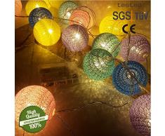 Morbuy Cadena de Luces para Algodón Bola, Decoración LED Blanco Cálido Guirnalda Luminosa Pilas 6cm Bola Hada Noche 10 Luz para Las Fiestas Jardines Casas Bodas (1.8M /10 Luces, Fantasía Macaron)