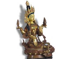Buda figuras – Lakshmi 21 cm de bronce con oro puro teilfeuervergoldete la Diosa de la suerte y fertilidad, el amor, reichtums y Salud Estatua Figura