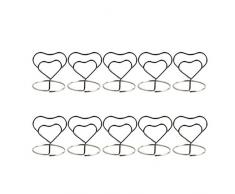 TOPBATHY Soporte de Tarjeta de Mesa de 20 Piezas Clips de Tarjeta de Metal en Forma de Corazón Soporte de Tarjeta de Lugar para Suministros de Banquete de Boda para Oficina (Plata)
