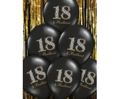 Globos "18 cumpleaños", color negro para decoración de fiesta