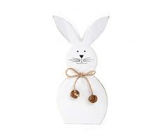 Logbuch-Verlag - Figura Decorativa de Conejo de Pascua (Madera, 20 cm), Color Blanco