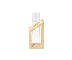 Yarnow Jarrón de Tubo de Ensayo de Cristal en Macetas de Flores con Soporte de Madera Florero Florero para Plantas Hidropónicas Decoración de Jardín para El Hogar