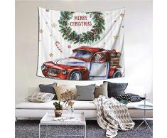LASINSU Tapiz de Regalo,Feliz Navidad Año Nuevo Festival Navidad Santa en Coche y Feliz Navidad Dentro de Corona de Adviento,Tapiz Bohemio diseño para Colgar en la Pared,Sala de Estar Dormitorio