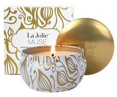 La Jolíe Muse Velas perfumadas de Coco y Vainilla 100% Soja Aromaterapia Lata de Viaje de 45 Horas