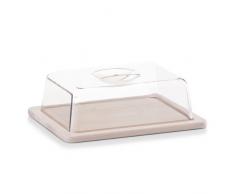 Zeller 22028 - Tabla de cortar queso de madera de haya con campana de plástico transparente (25 x 20 x 8 cm)