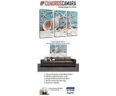 Cuadro Fotográfico Paisaje Mar Vintage, Conchas, Caracolas, Playa, Arena Tamaño total: 97 x 62 cm XXL