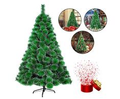 HENGMEI 150cm Artificial Árbol de Navidad Decoración Navideña, Material PVC Aguja de Pino, Verde con Nieve con Soporte en Metal