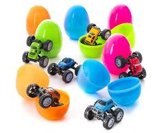 Prextex Huevos de Pascua Jumbo Rellenos de Camiones Monster Para Montar
