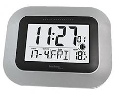 TechnoTrade WS 8005 Radio Controlled Wall Clock Reloj Digital, Negro/Plata, 22.6x3x18 cm