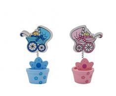 Lote de 25 Pinzas Portafotos de Madera Decorativas"Carrito Bebé" (a Elegir). Recuerdos. Decoración. Regalos Originales. Detalles de Bodas, Comuniones, Bautizos, Cumpleaños.DC (ROSA)