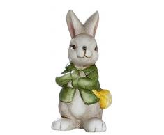 dekojohnson - Figura Decorativa de Conejo de Pascua con Mochila en la Espalda, decoración de jardín, decoración de Pascua, Verde, de pie, 20 cm, Figura de Pascua, decoración de Mesa