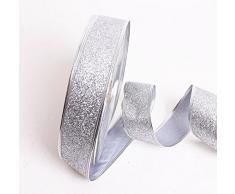 caolator rollo cinta de purpurina para la artesanía Bricolaje Navidad banda Árbol Casa Boda decoración (plata)
