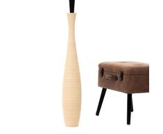 Leewadee Jarrón De Suelo Grande para Ramas Secas Decorativas Florero Alto De Piso Decoración Casa 90 cm, Madera de Mango, Crema